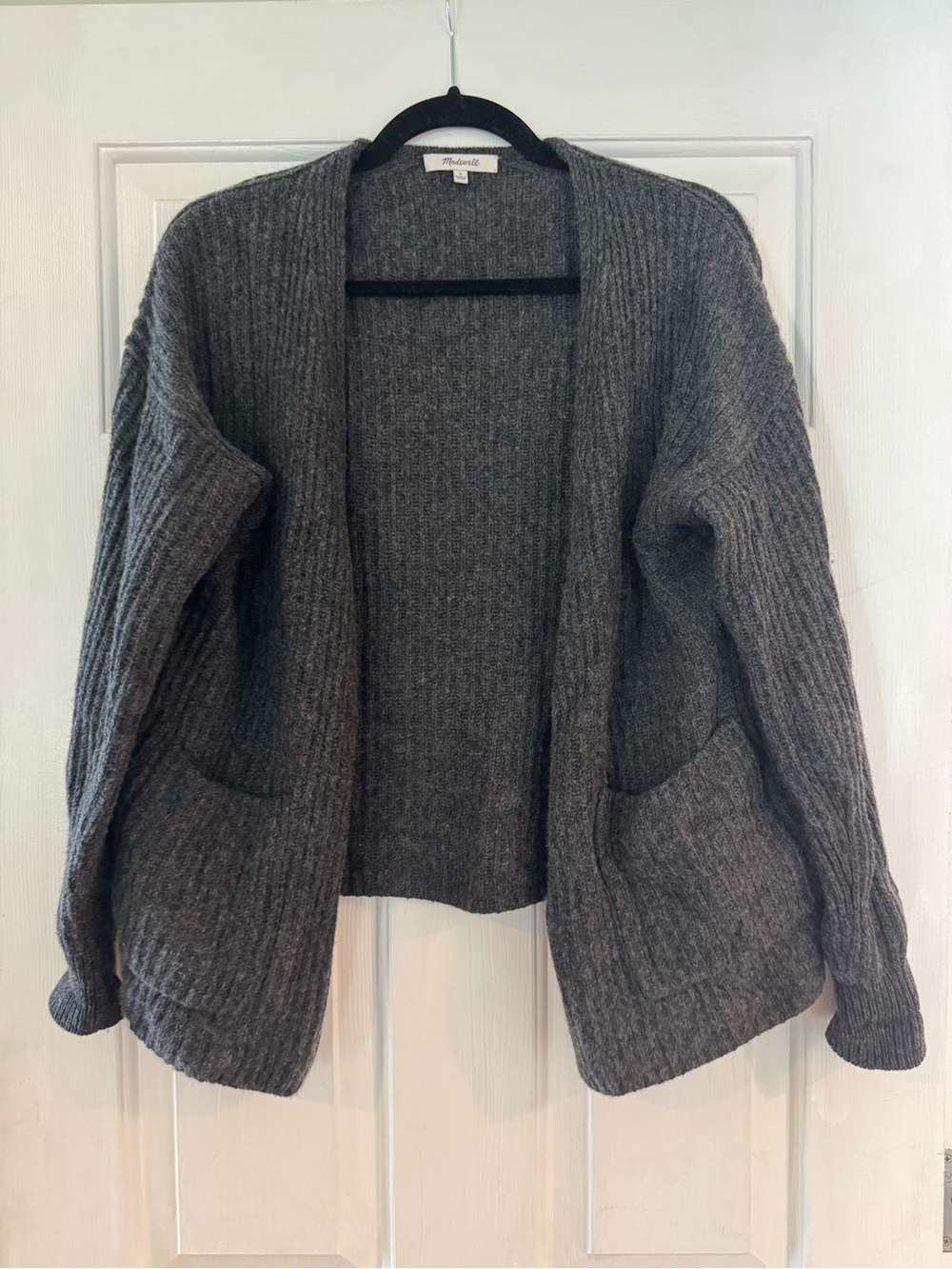 Madewell Dark Gray Ribbed Open Cardigan